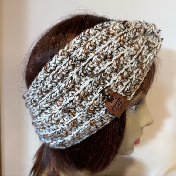 Cinnamon twist, hand knit headband/ear, warmer, 5” x 20”, unisex - Picture 7 of 7